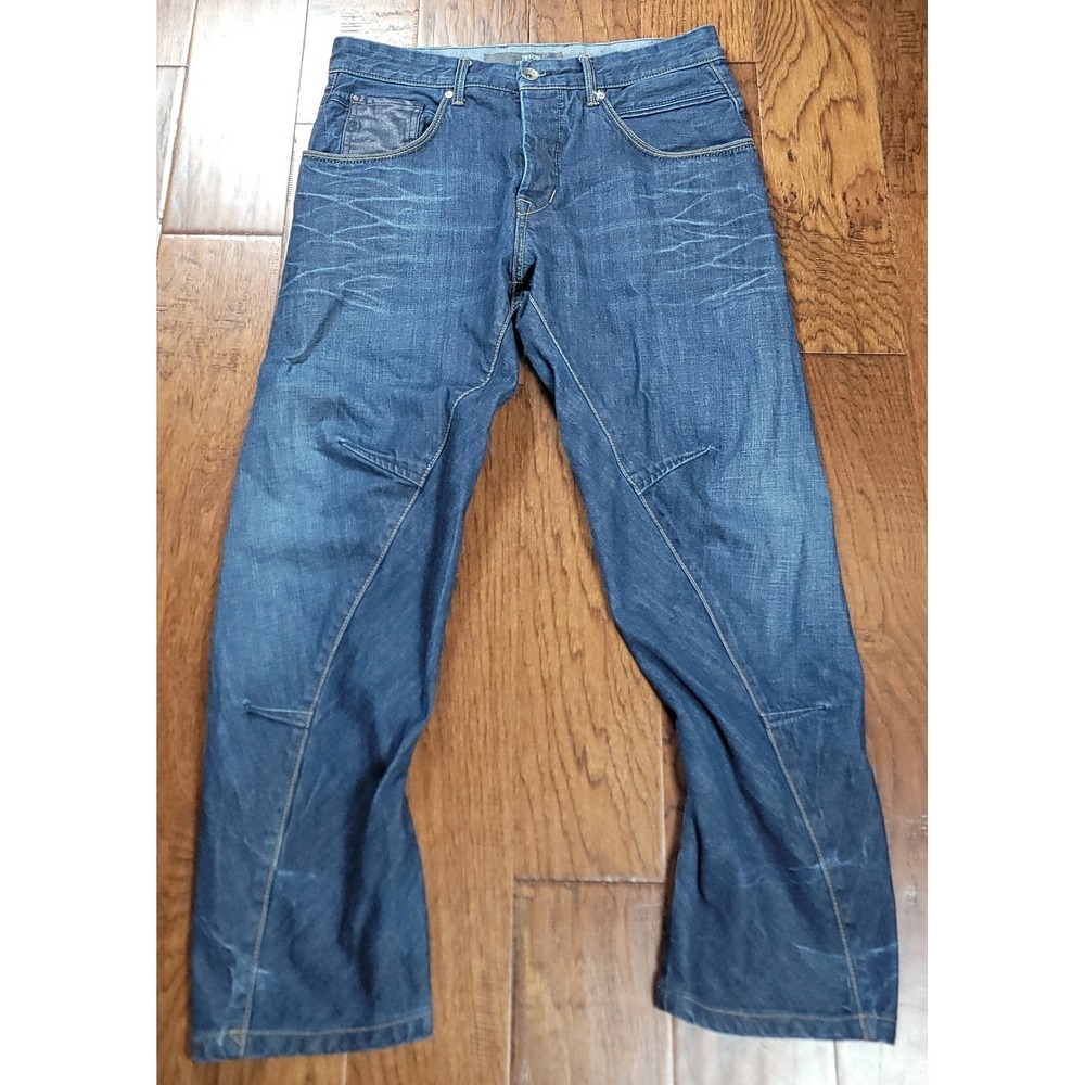 Tiffosi Evolution‎ Men's Blue Denim Button Fly Cross Stitching Jeans Sz 32x34